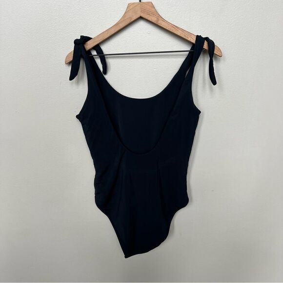 Beth Richards COCO Black One Piece Swimsuit Size Large Tie Shoulder U Back Swim - Picture 9 of 13
